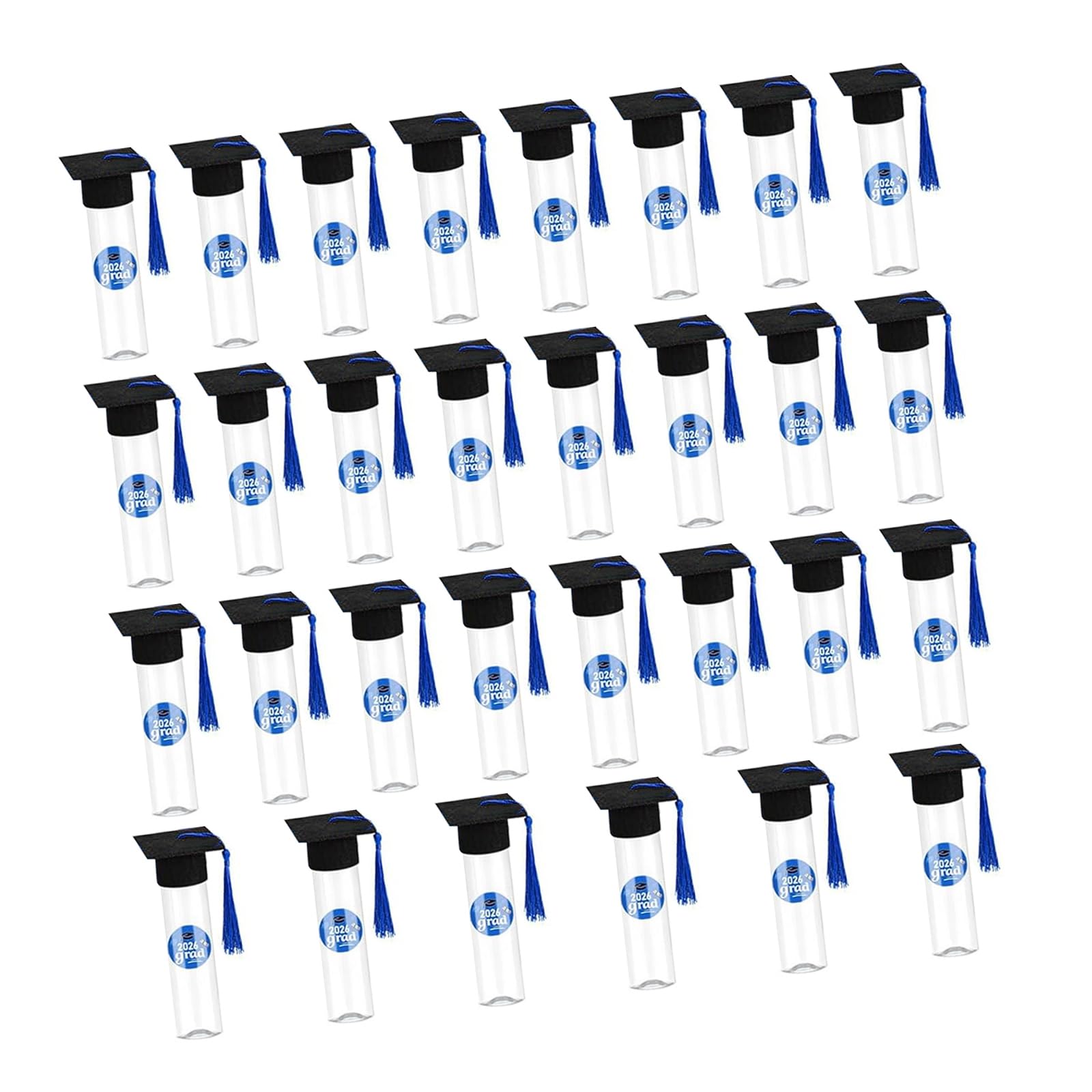 Kfwfuaee Bulk 30PCS Academic Achievement Tubes Including Felts Hats and Labels for Packaging and Decor Clear Containers
