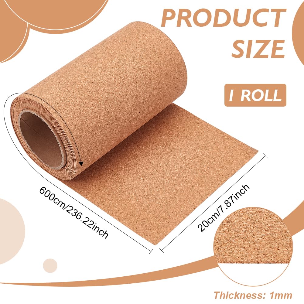 BENECREAT Rotolo di sughero naturale 600x20 cm 1 mm per sottobicchieri decorazioni fai da te