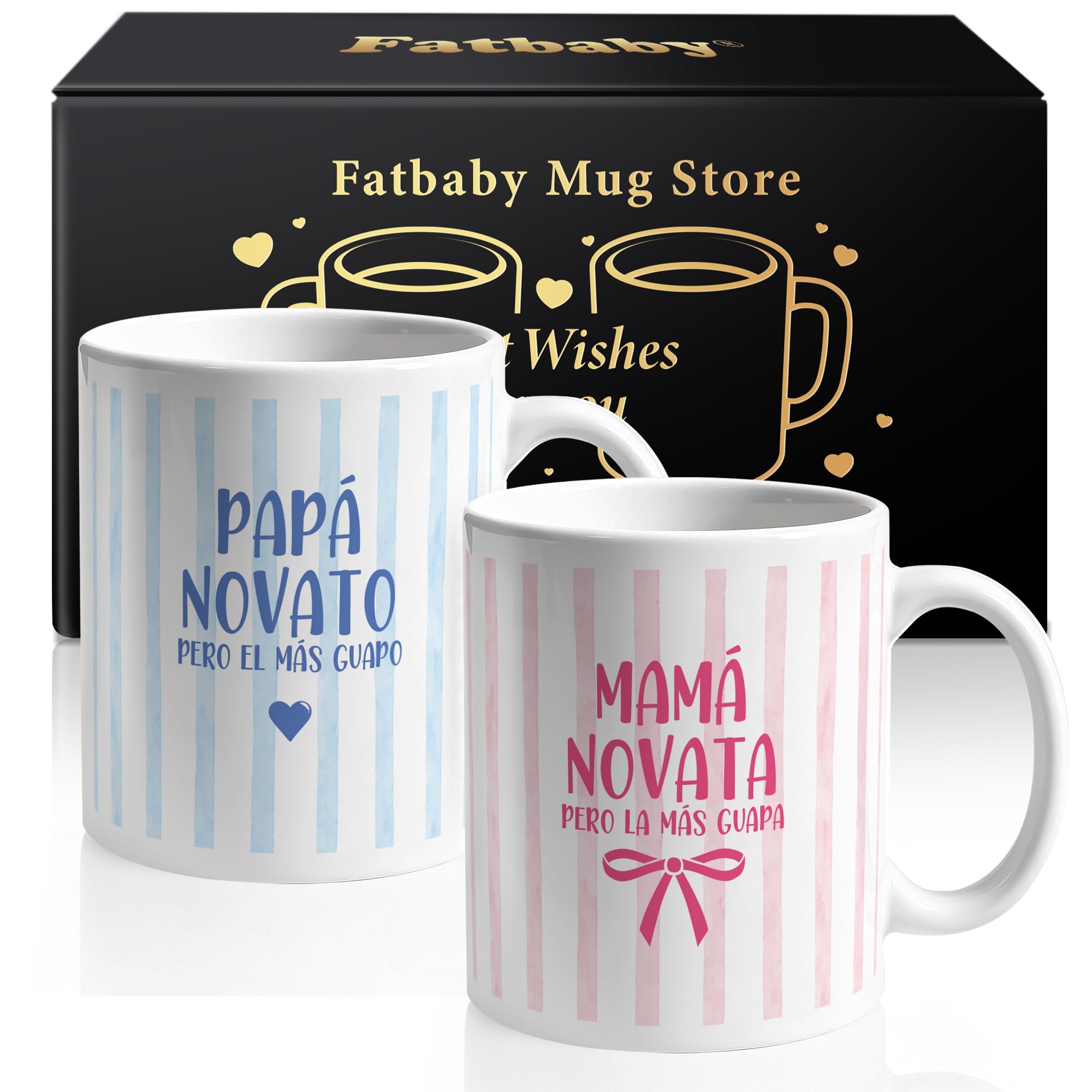 Fatbaby Taza de café para pareja de mamá y papá, regalo para padres primerizos, regalo para mamá y papá, presente para anuncio de embarazo