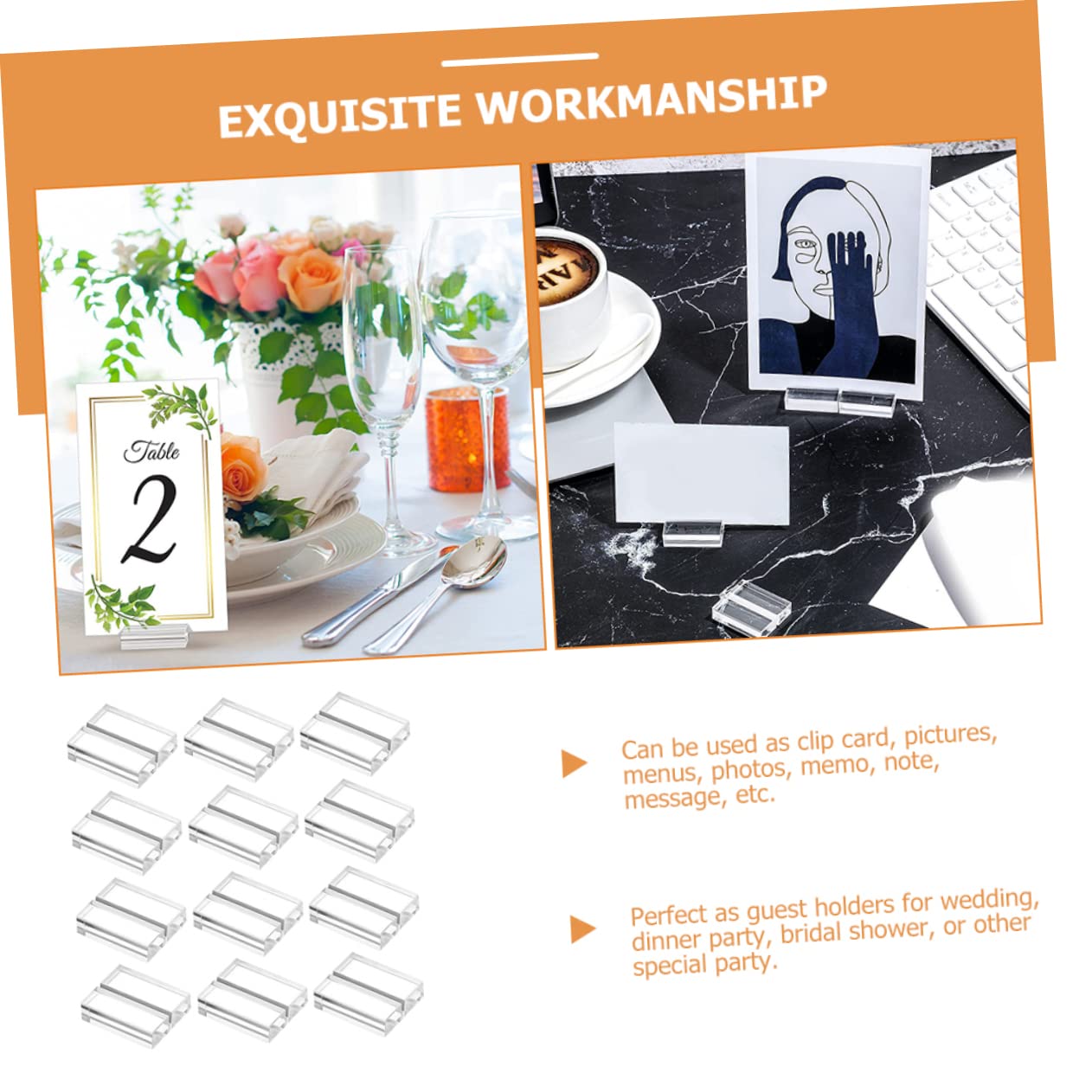 Zerodeko 36pièces Supports De Carte Acrylique Transparent Porte-nom Présentoirs Pour Événements Mariages Restaurants Et Cafés