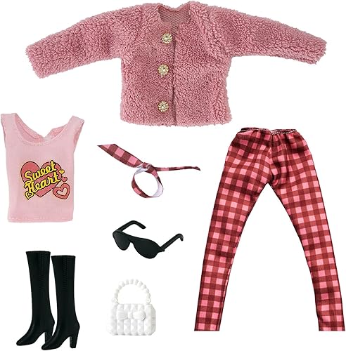 Miniatura 26 de Ropa de muñeca, 5 conjuntos de trajes de primavera pantalones cortavientos sombrero para muñecas de 11.5 pulgadas, accesorios estilo aleatorio (A)