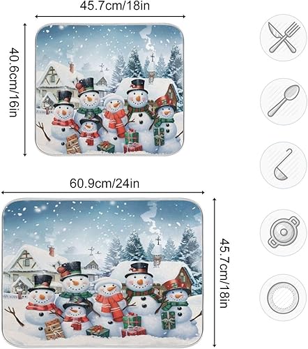 Miniatura 3 de Tapete de secado de platos de otoño y otoño, de 16 x 18 pulgadas, diseño de hojas de otoño de calabaza, mariposa, protector para encimeras de cocina