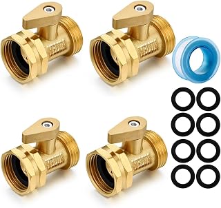 Garden hose shut off Valve- 3/4”Heavy Duty Brass Shut Off ball Valve Garden Hose Connector 4 Set