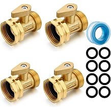Garden hose shut off Valve- 3/4Heavy Duty Brass Shut Off ball Valve Garden Hose Connector 4 Set