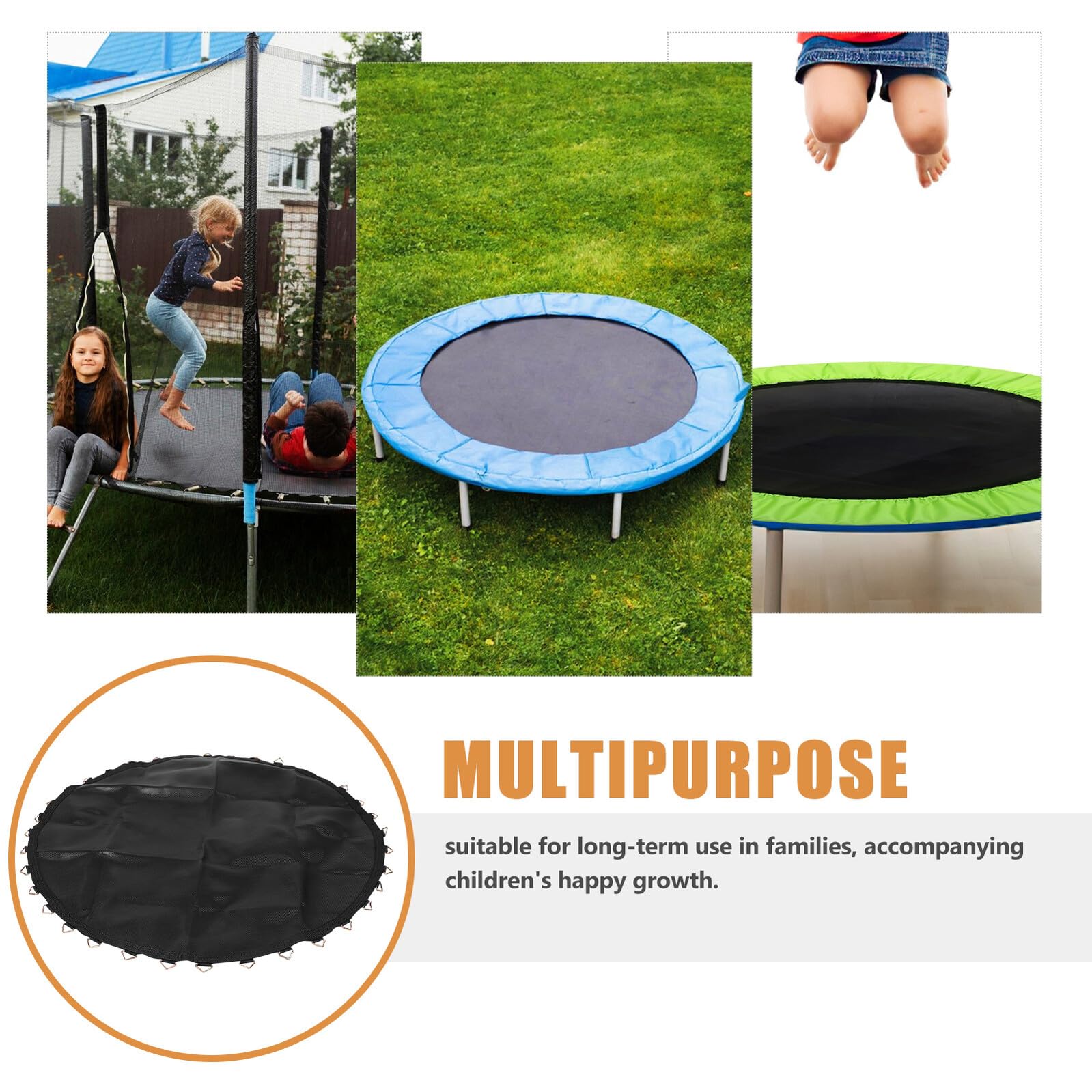Tappeto elastico rotondo ad alta elasticità, 14 m, con 36 ganci, rete di ricambio in plastica per trampolini esterni, accessorio per fitness sicuro per il gioco attivo
