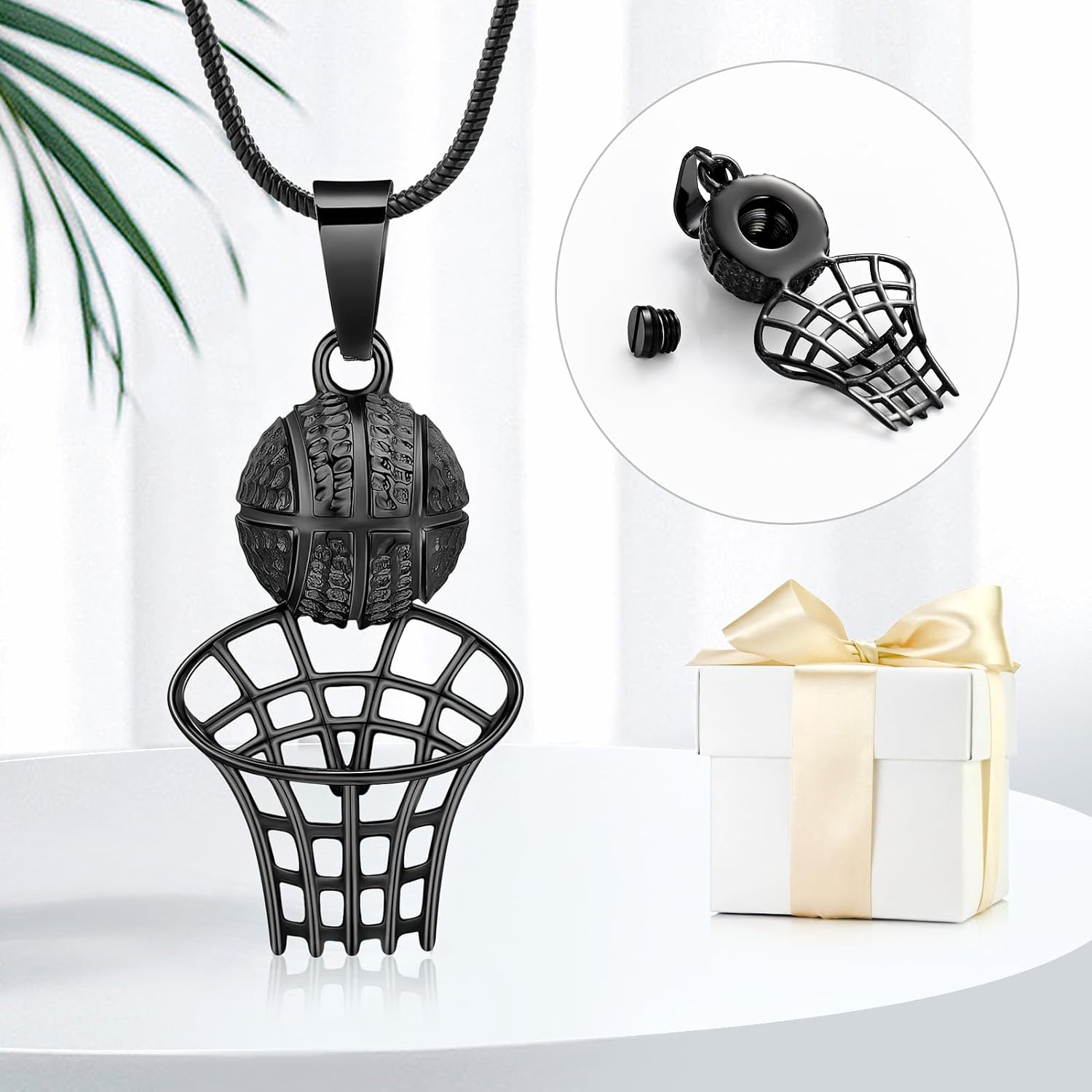 Stainless Steel Basketball Memorial Urn Jewellery Pendant Hold Cremation Keepsake Necklace for Ashes