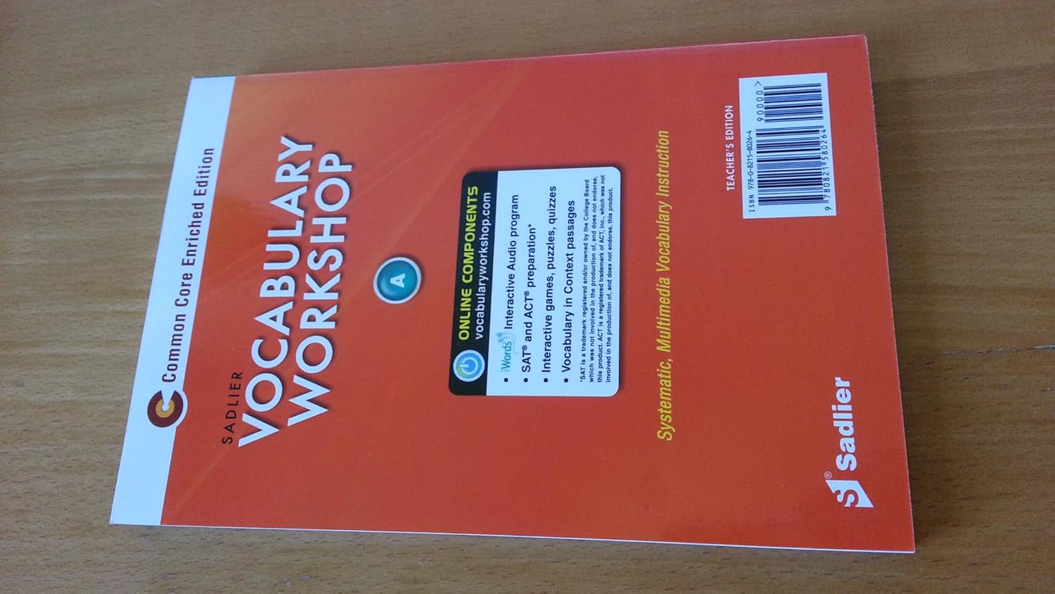 Vocabulary Workshop Common Core Enriched Edition Level A (Grade 6): Teacher Edition      Paperback – January 1, 2013