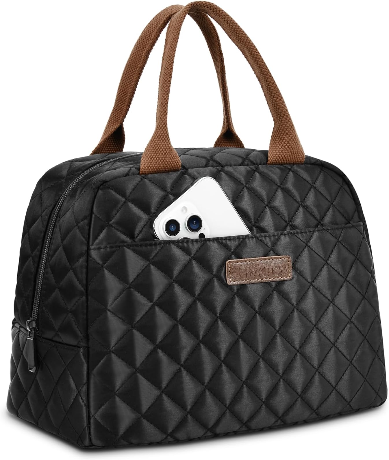 LOKASS Lunch Bag for Women/Men-Insulated Adults Lunch Box with Front Pocket- Small Cute Lunch Tote for Work-Reusable Cooler Bag for Office Picnic Beach or Travel