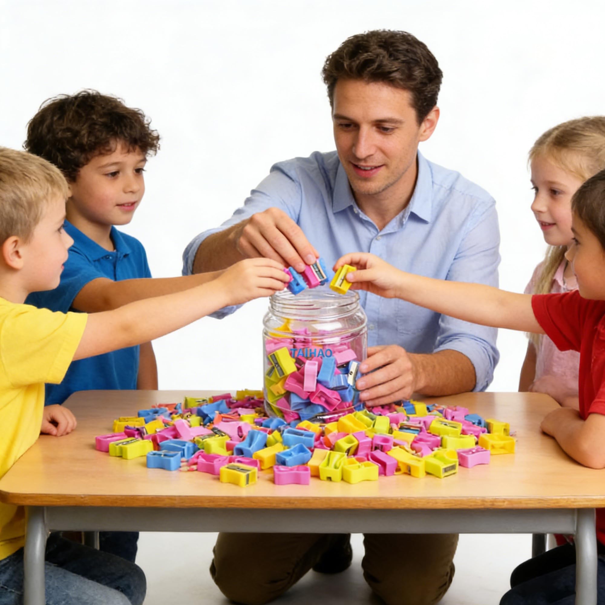 48 pezzi Temperamatite, Temperamatite palmare in plastica con foro singolo per uso ufficio scolastico, 4 colori