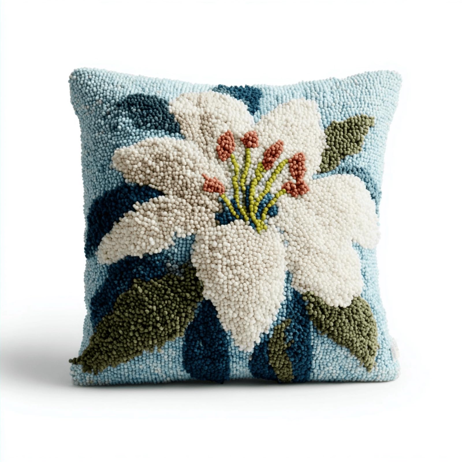 Xdeghuangss Multicolor Diy Latch Hook Pillow Kit,Cushion Cover Making Kit,43X43 Cm,Lily