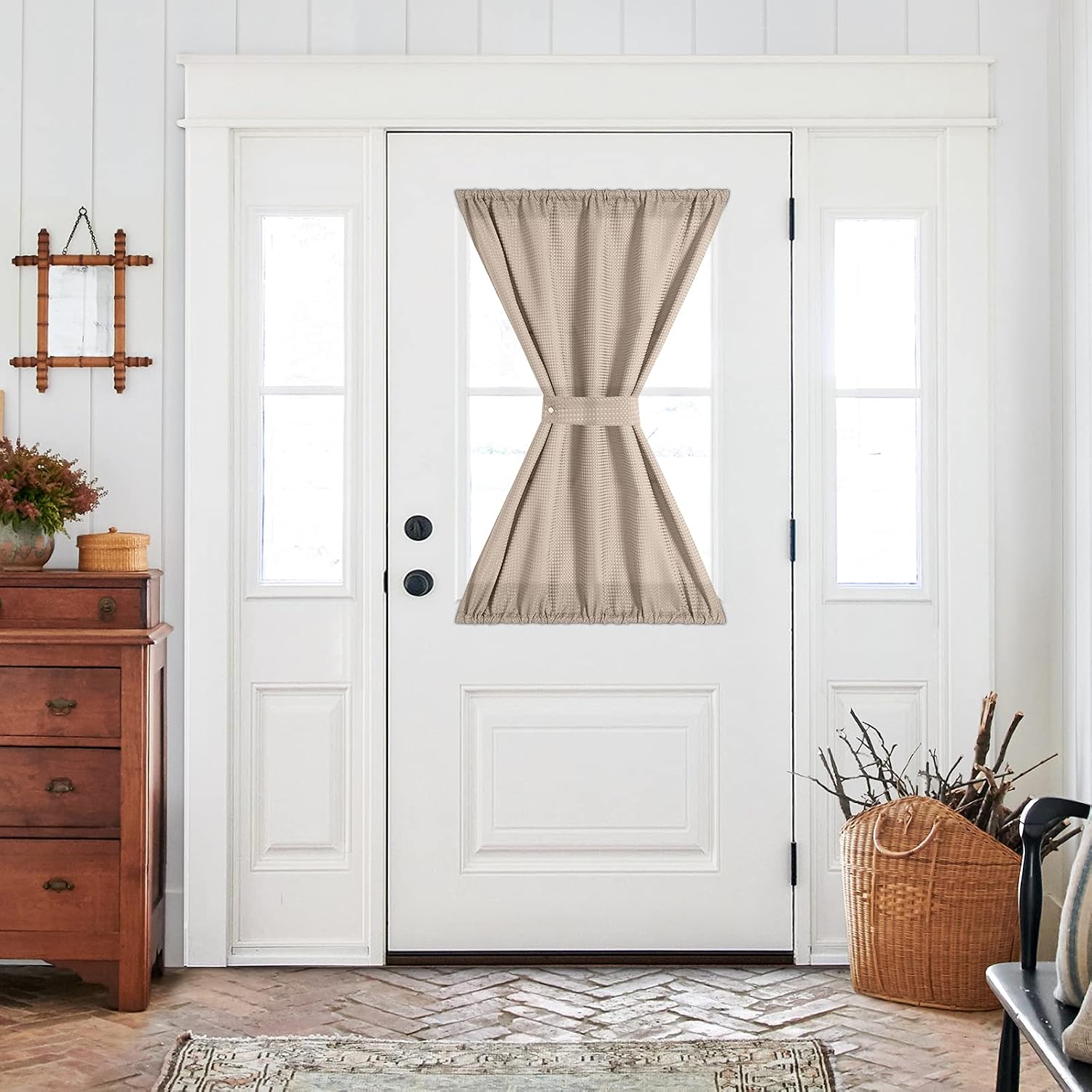 jinchan Waffle-Weave French Door Panels 1 Panel, 40" L, Taupe