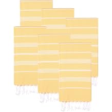 Turkish Beach Towels, Pack of 6 | Oversized, Quick Dry, Sand Free | 100% Cotton, Large 38x71 Towels for Beach, Pool, Travel | Ultra-Soft, Compact, and Absorbent | Yellow