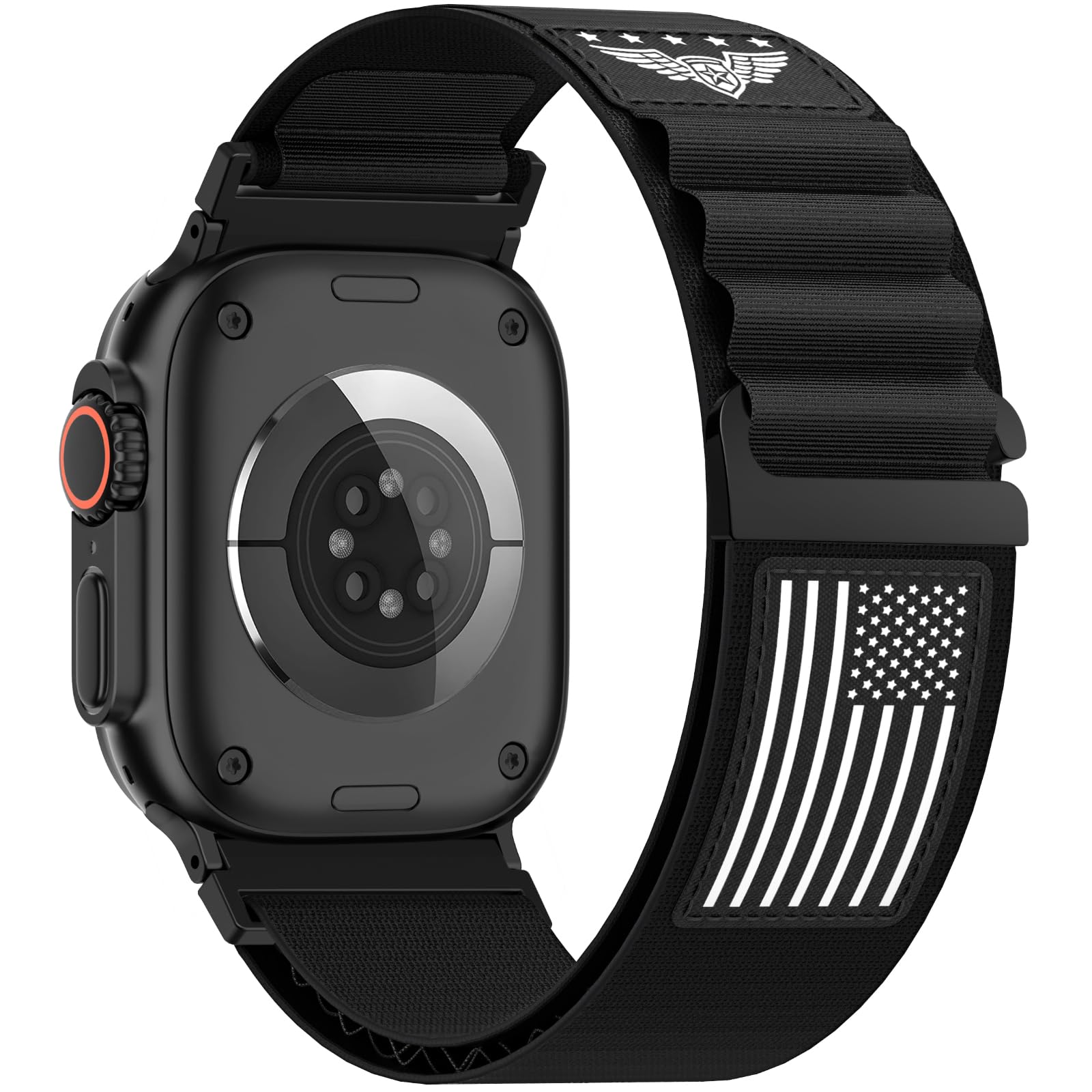 Patent Pending Alpine Loop Nylon Band Compatible with Apple Watch Bands Ultra 3 2 1 49mm 44mm 45mm 46mm 42mm Men, Nylon Sport Strap Star-Stripe Flag Wristband for iWatch Series SE 11 10 9 8 7 6 5 4 3