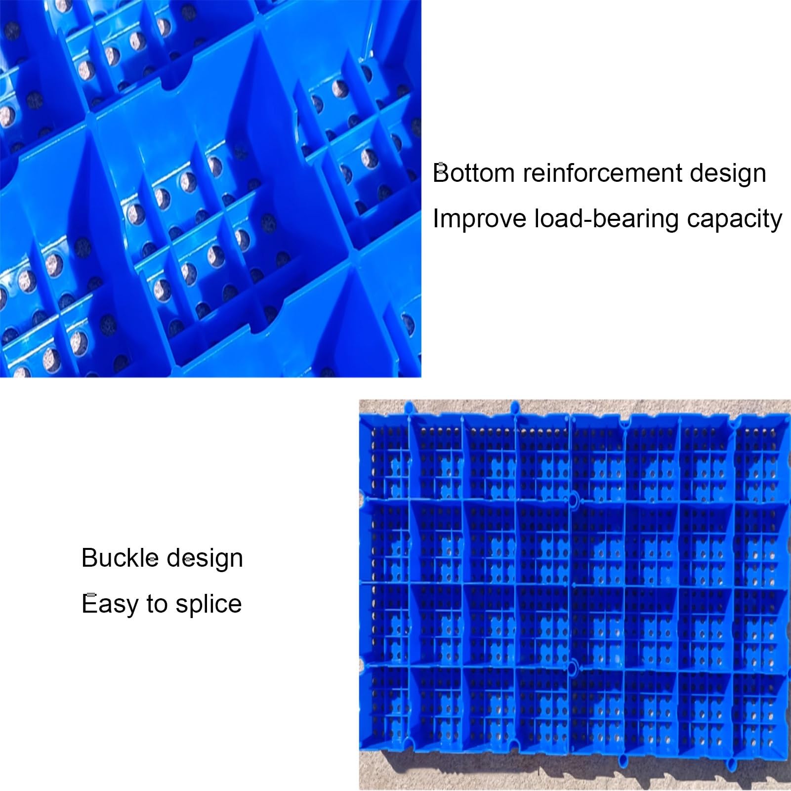 Niebieska lekka plastikowa paleta podłogowa do przechowywania w garażu ekspozycja na sprzedaż oddychająca siatka stojak na artykuły modułowa platforma (50 x 50 x 3 cm)