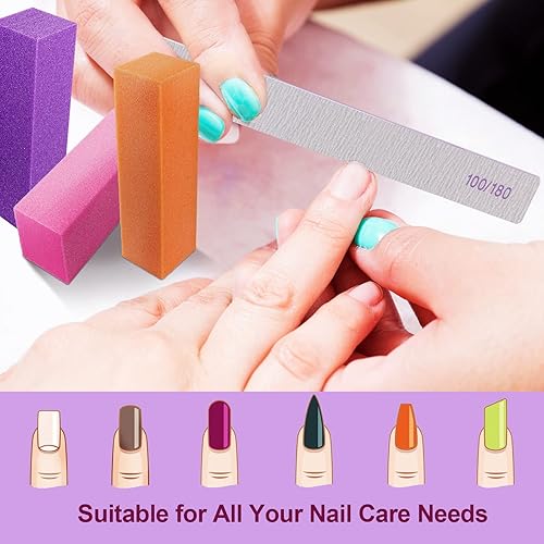 Miniatura 2 de Limas y pulidores de uñas (paquete de 24), juego de lima de uñas y bloque de tampón de uñas para uñas acrílicas y naturales, herramienta profesional