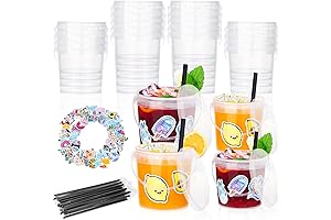 Reusable Drink Buckets with Lids and Straws for Ice Cream, Parties, Cocktails, and Rum