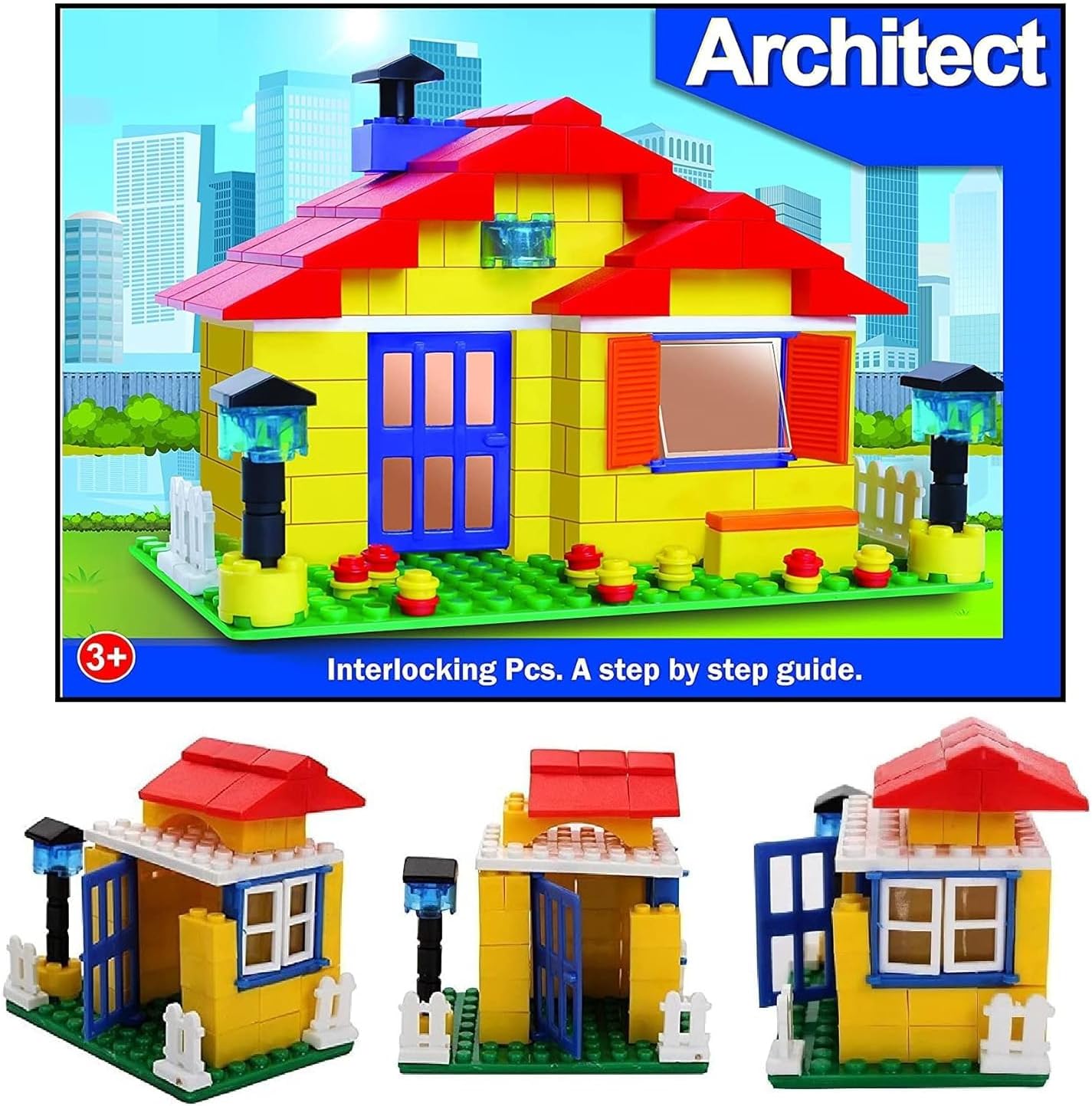 Architect Building Blocks Set for Kids 190 Pieces DIY Interlocking Bricks Educational Construction Toy for Boys and Girls Age 3 Years and Above Multicolor