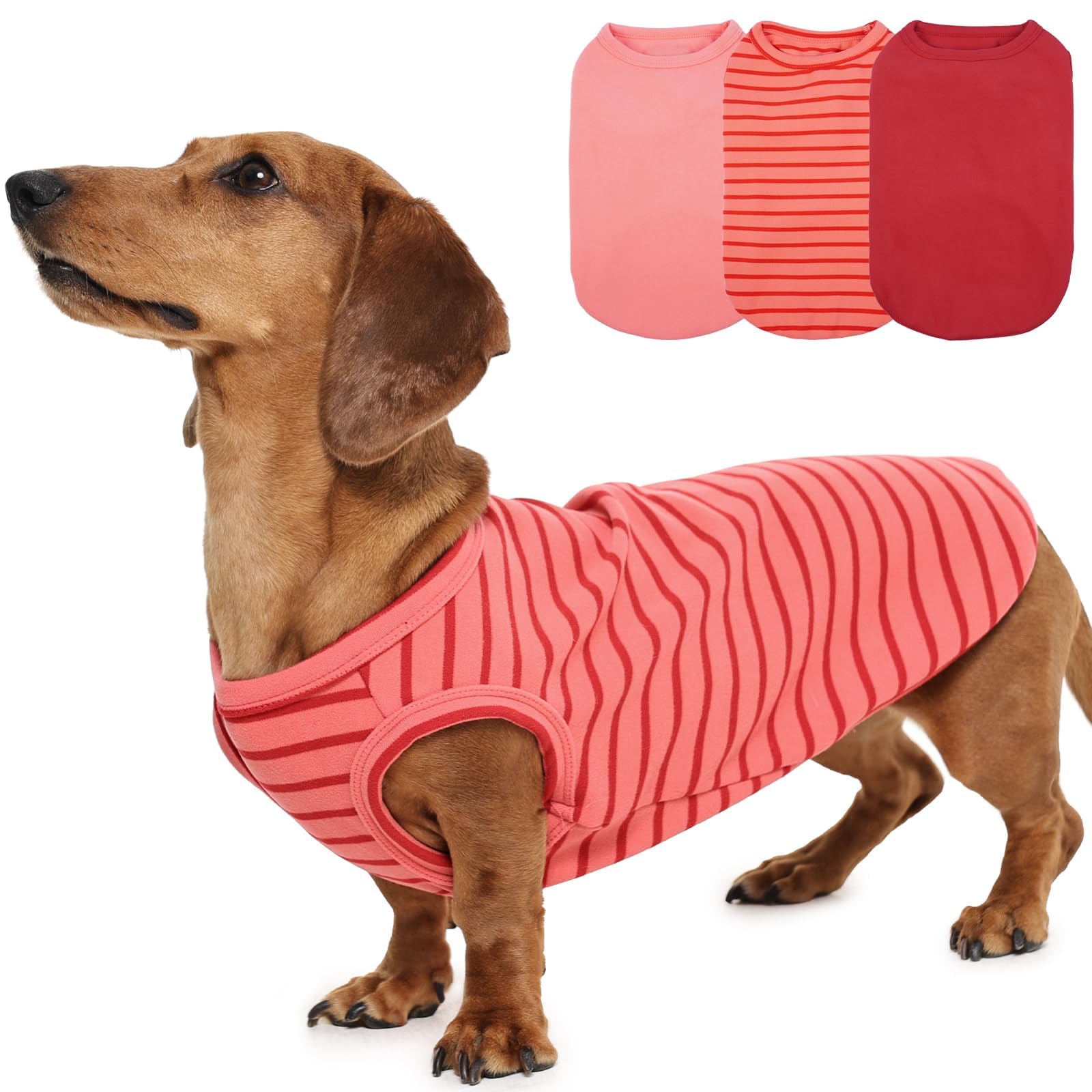 Hundepullover aus Fleece, 3er-Pack, Rot, L, warmer, klassischer Pullover, weicher, gemütlicher Pullover für Dackel, dehnbares, leichtes Shirt für Spaziergänge mit dem Hund, Parkausflüge