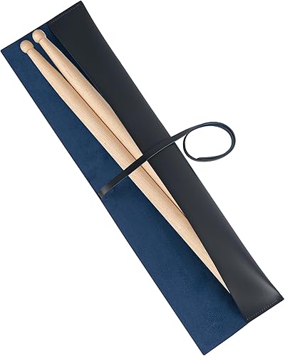 Bolsa de baquetas de piel sintética para almacenamiento y transporte, bolsa de almacenamiento y funda de transporte, accesorios de batería (azul