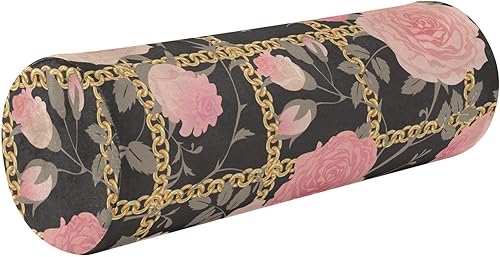 KLL Art Flowers Bolster Pillow for Legs Sleeping Bedding Essentials Round Neck Roll Pillow Small Round Pillows Pillow Roller Pillow Neck Support
