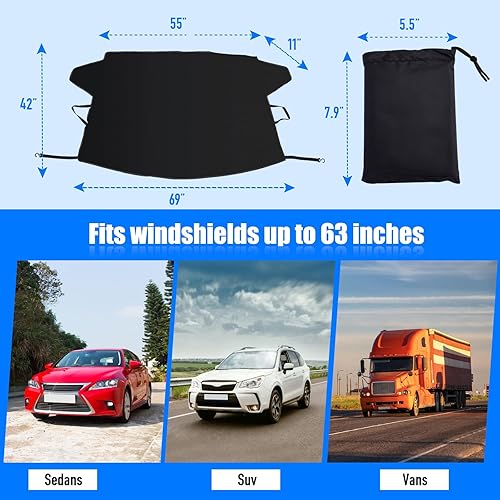 Miniatura 3 de Cubierta de parabrisas para nieve y hielo, protector de parabrisas de invierno, protector de heladas, ajuste universal, cubierta de automóvil SUV,