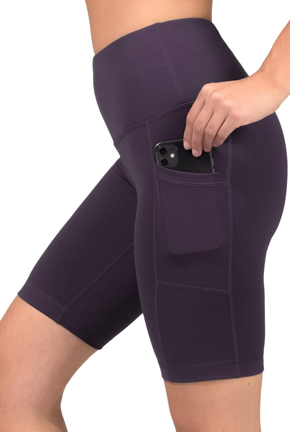 90 Degree By Reflex - High Waist Power Flex Biker Shorts with Side Pockets - 5", 7", 9" : Sports & Outdoors