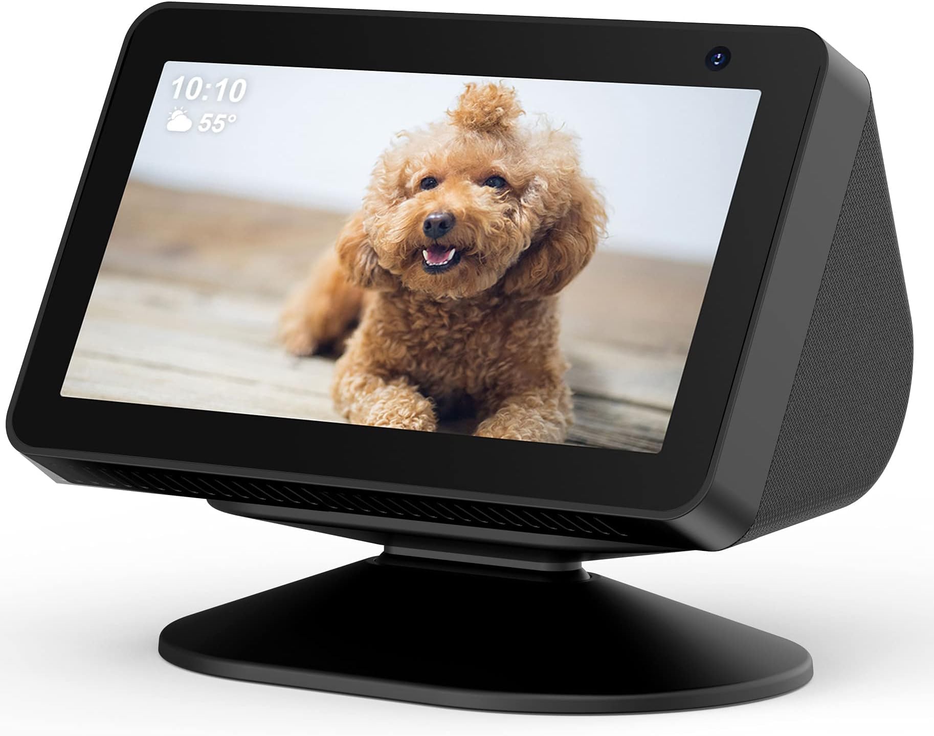 SKEIDO Aluminum Stand Mount Anti-Slip Base Bracket compatible with Amazon Echo Show 5 full 360 degree rotatable bracket Speaker Holder (1st & 2nd Gen) Black