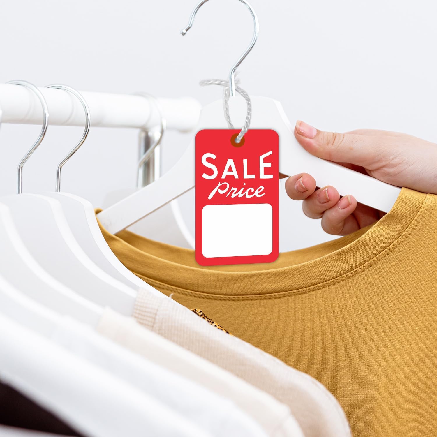 SmartSign Sale Price Tags with String | 1.75" x 2.875" Red/White Color (Pack of 1000), Made in USA