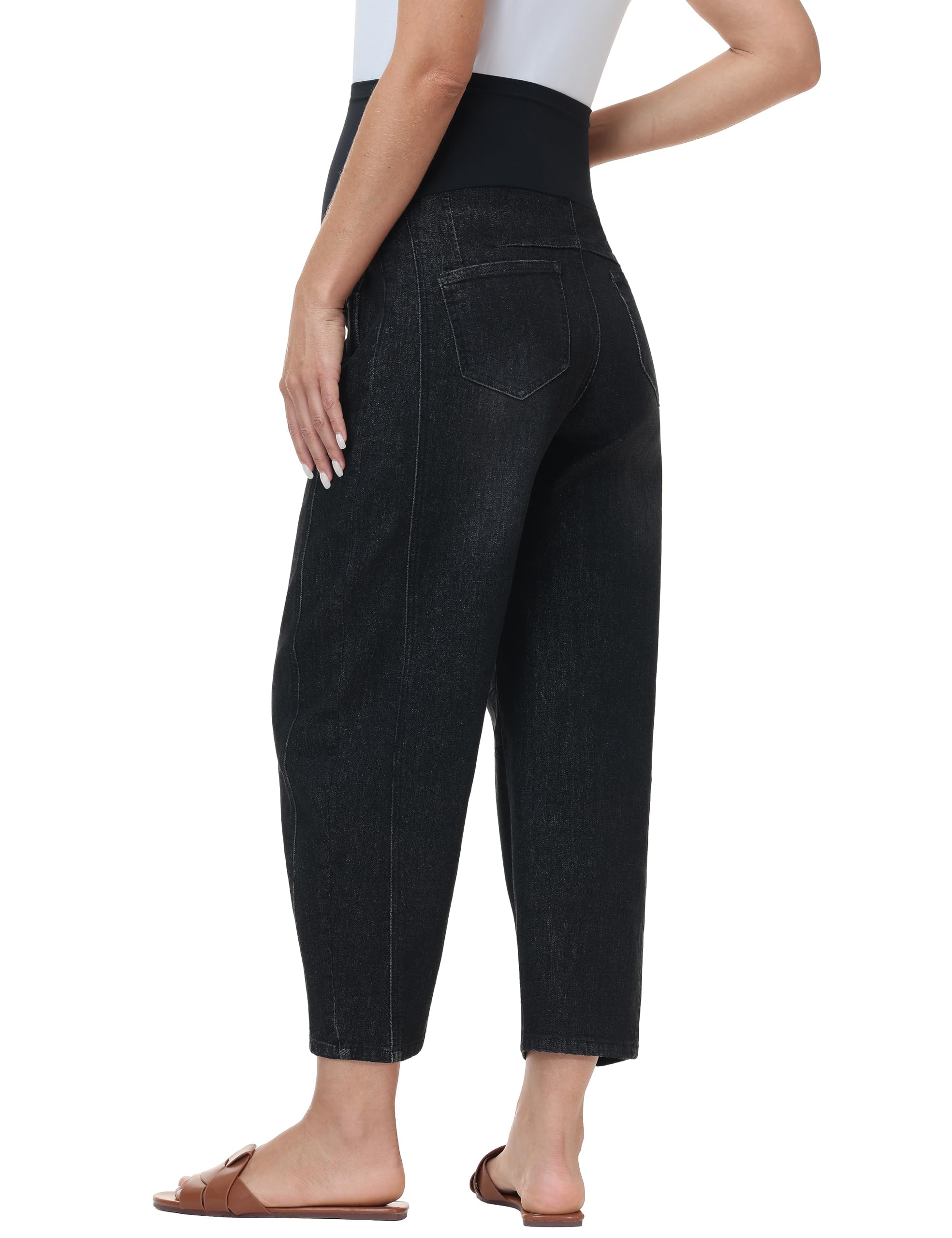 Pantalones vaqueros de maternidad para mujer con pierna ancha por encima del abdomen, elásticos, vaqueros de maternidad, vaqueros con bolsillos