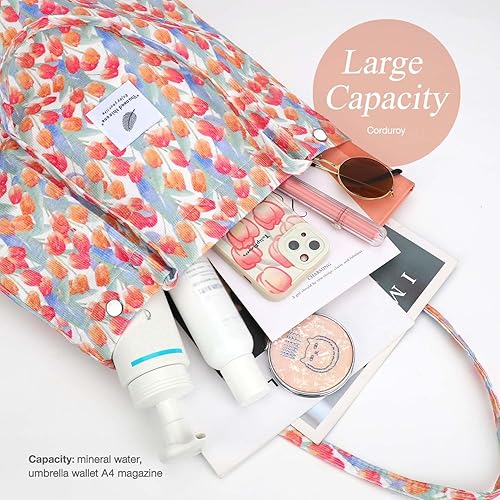 Vista 170 de Tote - Bolsa de hombro reutilizable de pana de gran capacidad con bolsillos interiores para mujeres y niñas Rayas