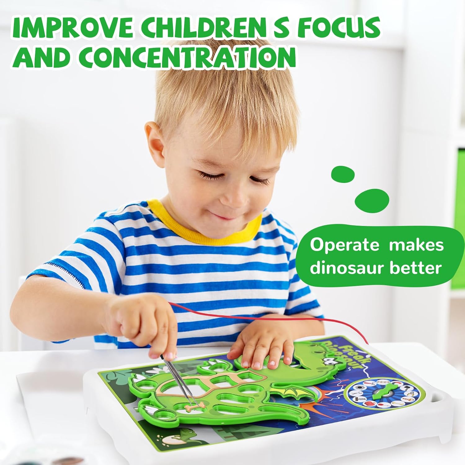 TALGIC Dinosaur Board Game for Kids Ages 3-8 with Tweezers and Game Pieces image 2
