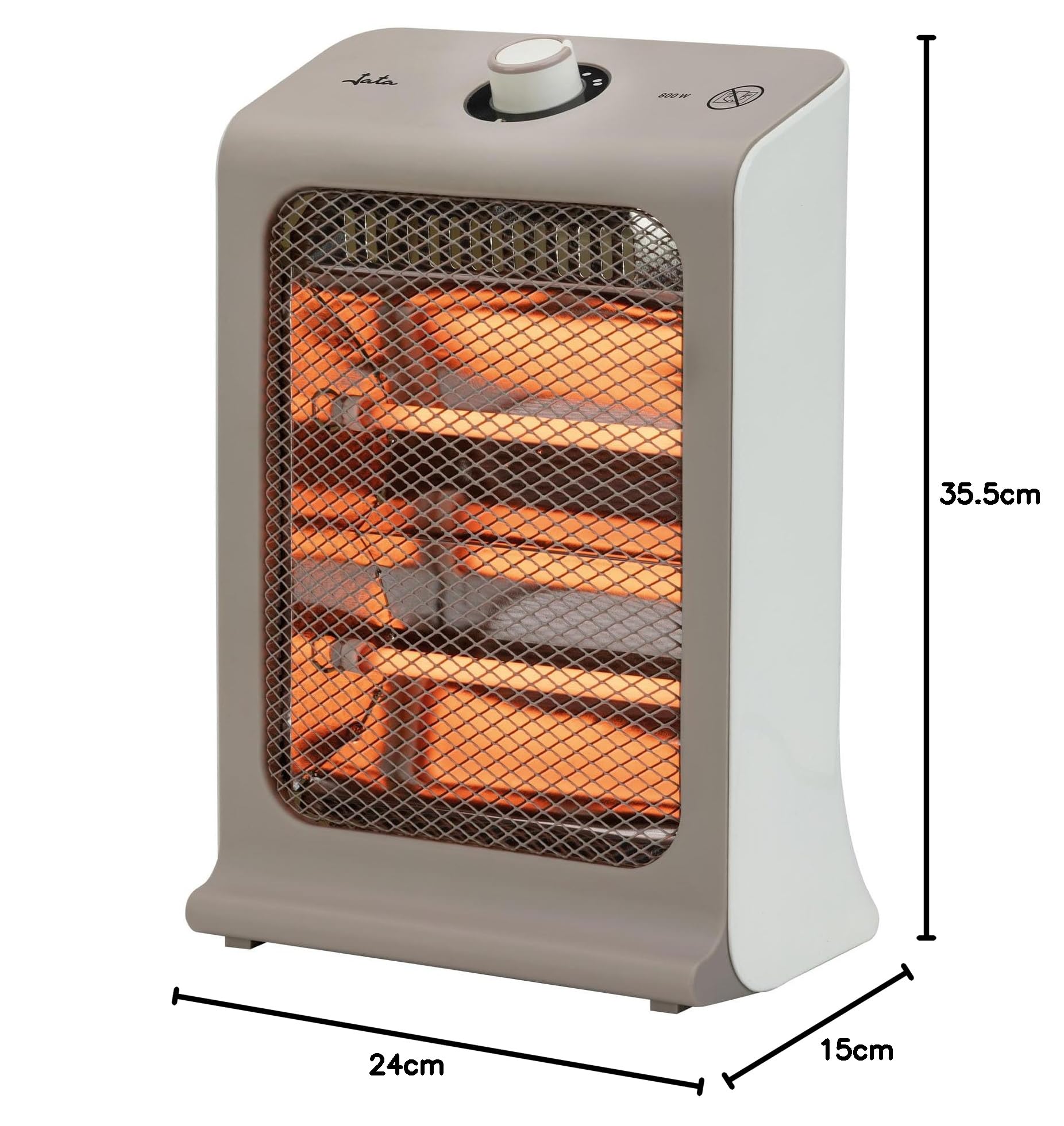 Jata JCES2460 - Riscaldatore a basso consumo Stufa elettrica 800 W con 2 barre al quarzo, 2 potenze di calore (400-800 W) silenzioso, risparmio energetico, antiribaltamento, maniglia per il trasporto