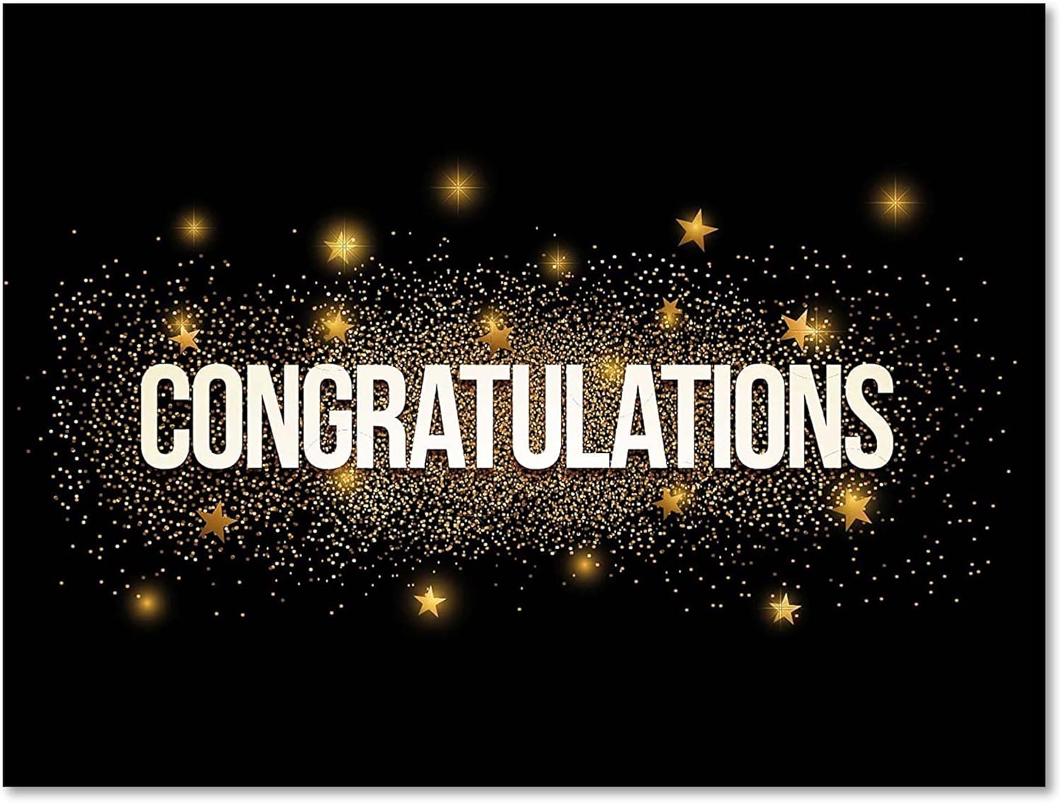 Black and Gold Congratulations Cards 12 Count- Blank Inside - 5.5 x 4.25 - Farewell, Good Luck, Engagement, Anniversary, and More