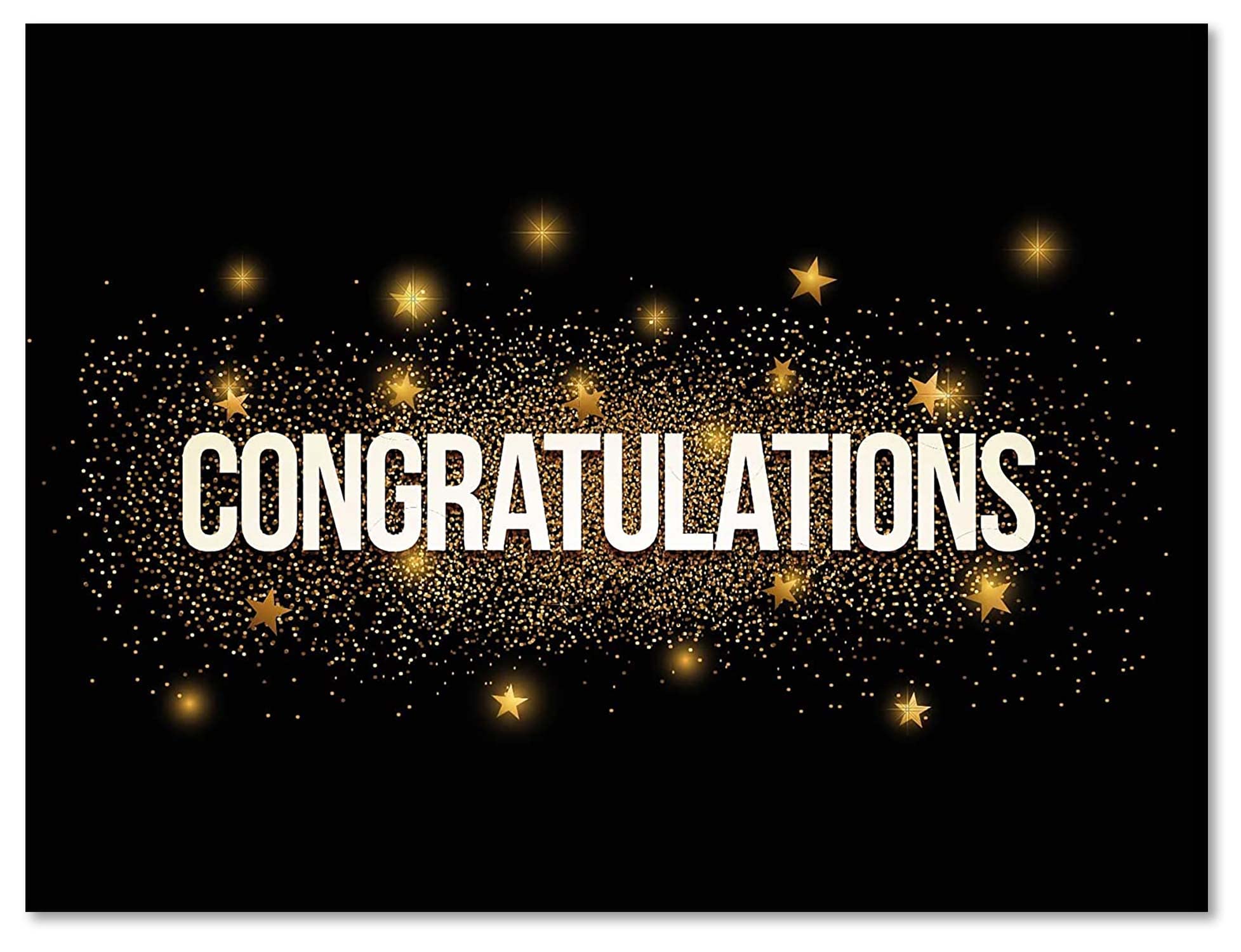 Small World Greetings Black and Gold Congratulations Cards 12 Count- Blank Inside - 5.5" x 4.25" - Farewell, Good Luck, Engagement, Anniversary, and