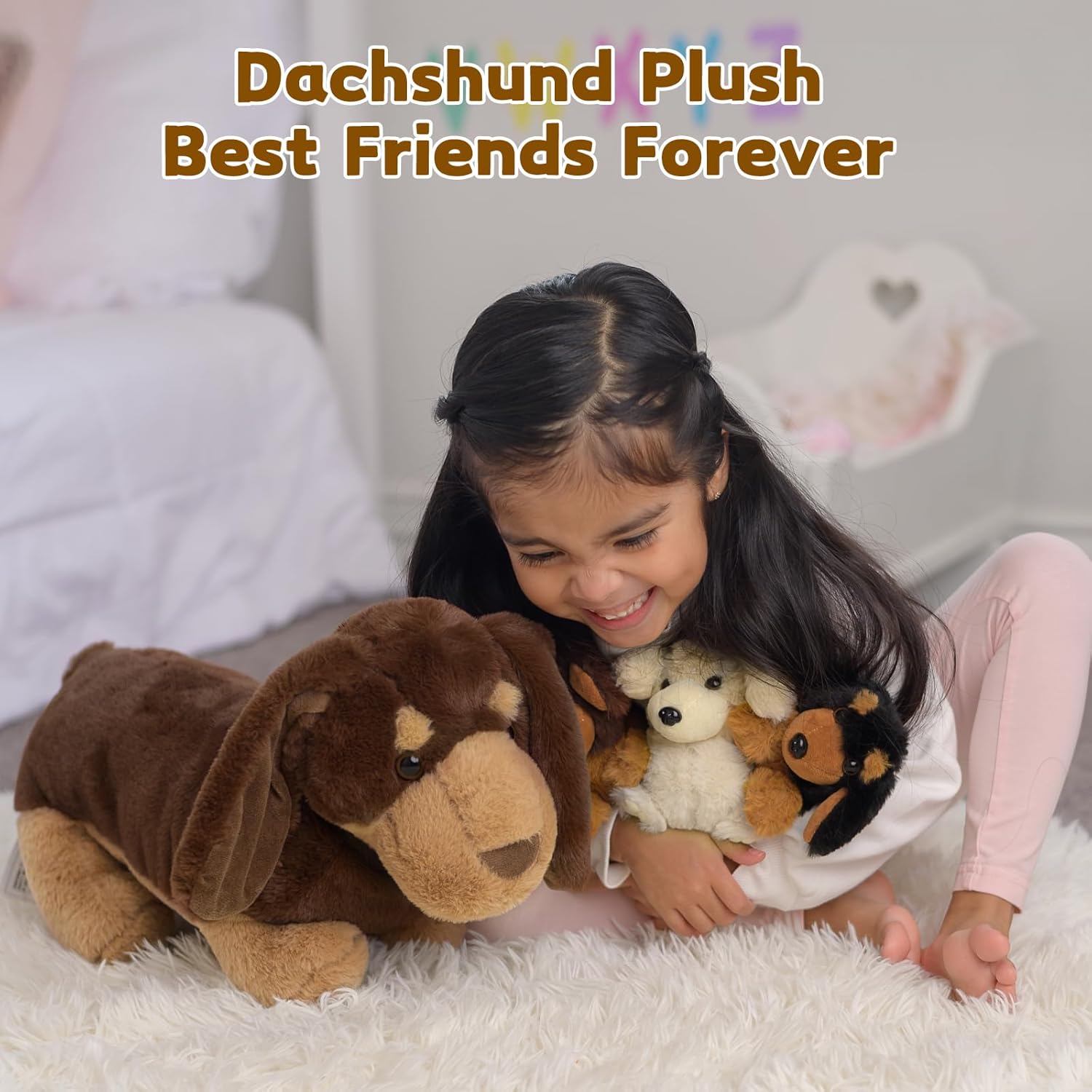 Muiteiur 18" Dog Stuffed Animals, 4-Pack Dachshund Stuffed Animal Set, Cute Wiener Dog Gift for Kids, Boys, Girls