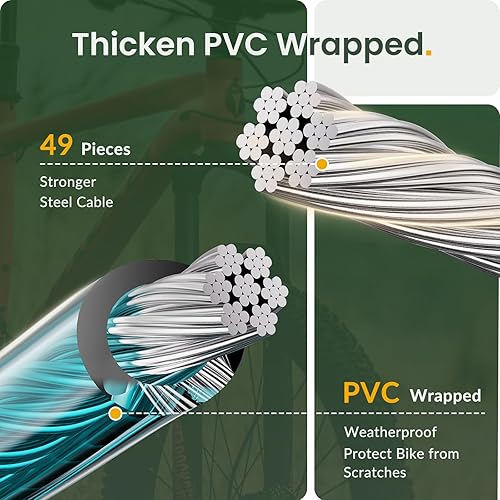 Miniatura 4 de Titanker Cable de bloqueo de bicicleta, bloqueo de cable de bicicleta de 4 pies, bloqueo de cable básico autoenrollable para niños, combinación con