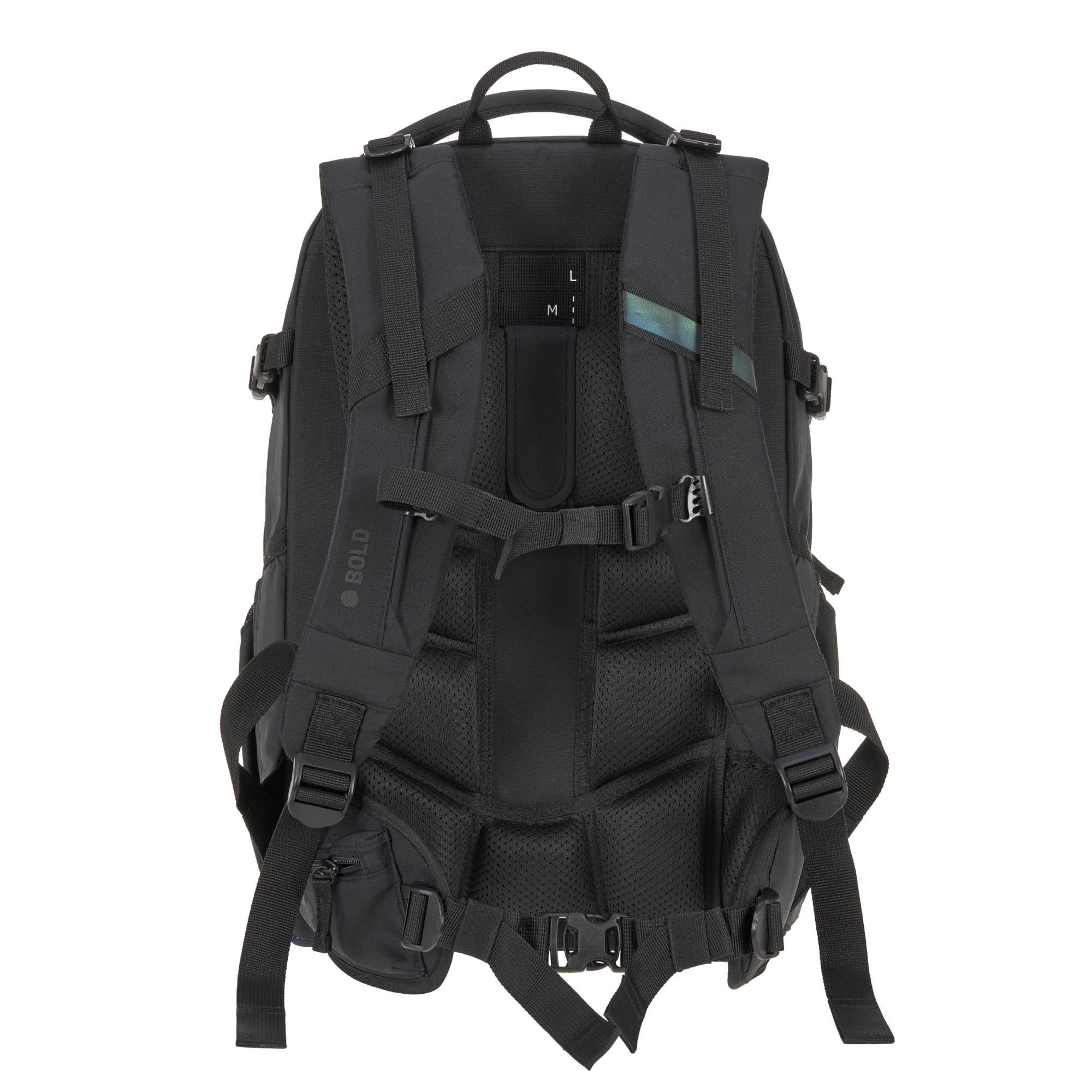 BOLD Lässig Schulrucksack mit Reflektoren und höhenverstellbarem Rückenteil/School Backpack Bold black