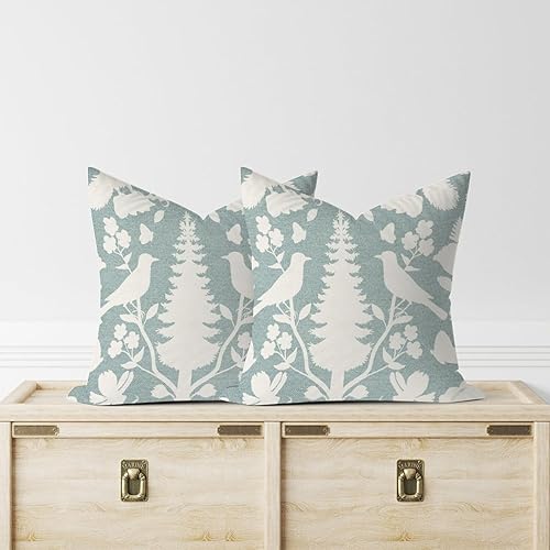 Miniatura 5 de Funda de cojín de flores de pájaro verde aguamarina Chinoiserie Botanicals and Bird Sofa Pillowcase Chinoiserie Chic Fundas de almohada con