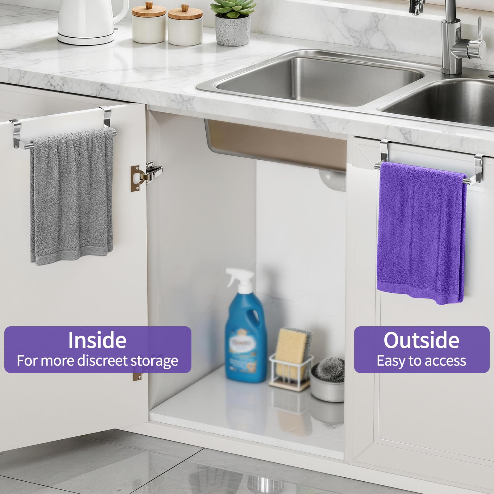 Kitchen Cabinet Towel Holders - 2 Pack -7