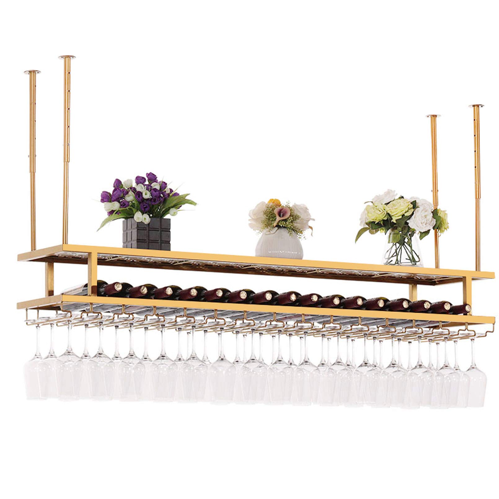 Rack de vin de plafond réglable et porte-tasse suspendu style européen pour bar