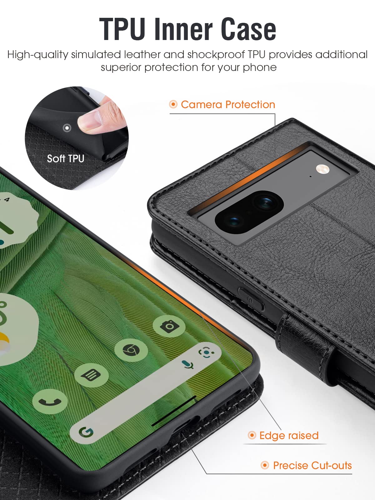 SUANPOT Funda Para Google Pixel 8 Pro 5G: Cuero PU Con RFID, Cierre Magnético Y Soporte Plegable - Protege Tus Tarjetas Y Dinero Con Estilo (Rosa Oro)