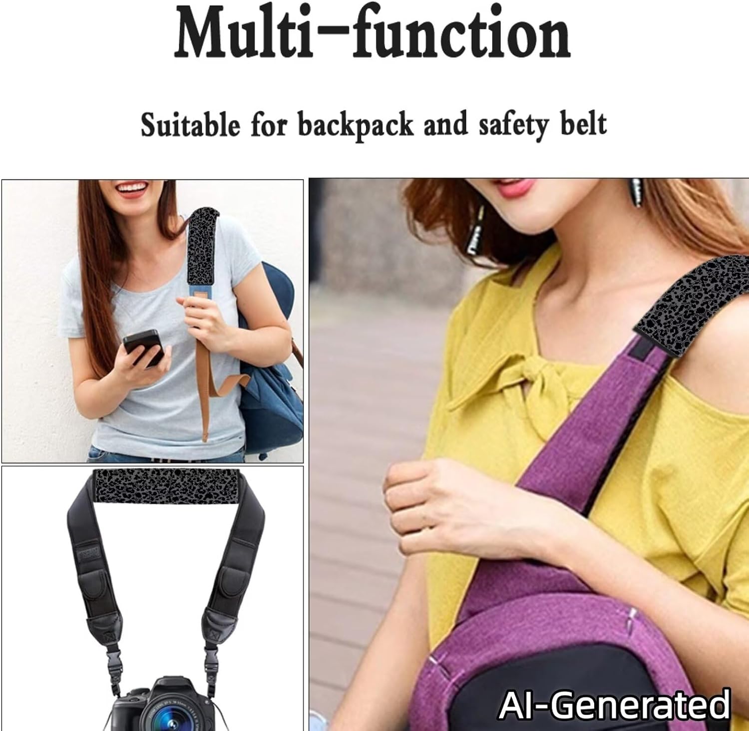 Leopard Print Car Seat Belt Cover Pad 2 Pieces Black Carseat Straps Covers Easy to Install ty Belt Cover for SUV Vehicle Sedan Truck Auto Interior Accessories