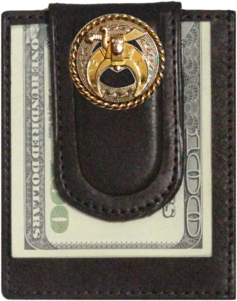 Custom Shriner Scimitar and Crescent Paul and Taylor Money Clip Wallet Brown