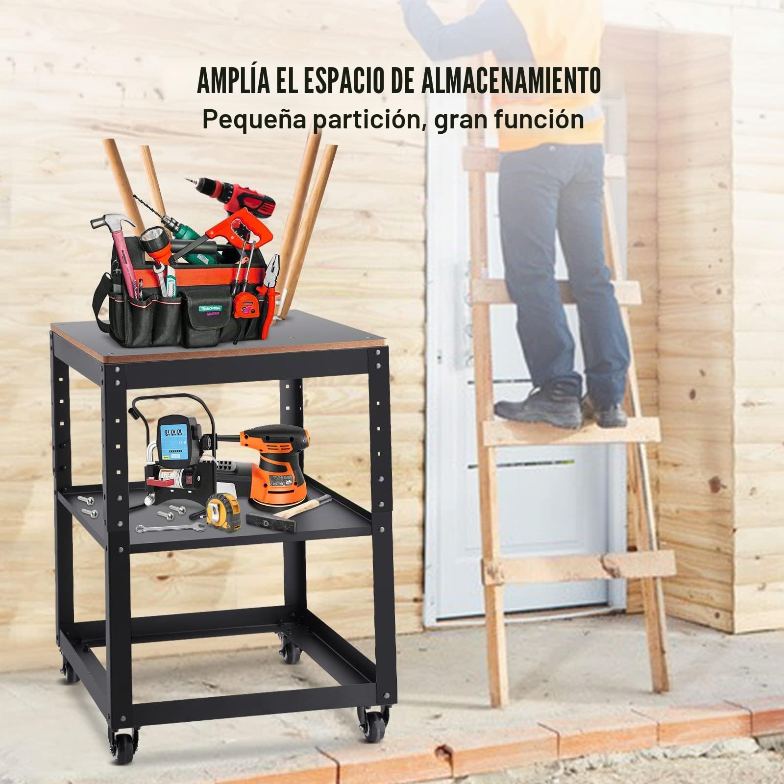 VEVOR Soporte para Cepillo Carga 45 kg 3 Velocidades Estante Móvil para Herramientas 4 Ruedas Espacio de Almacenamiento para la Mayoría de Cepillos Banco de Trabajo Máquinas Herramientas Eléctricas