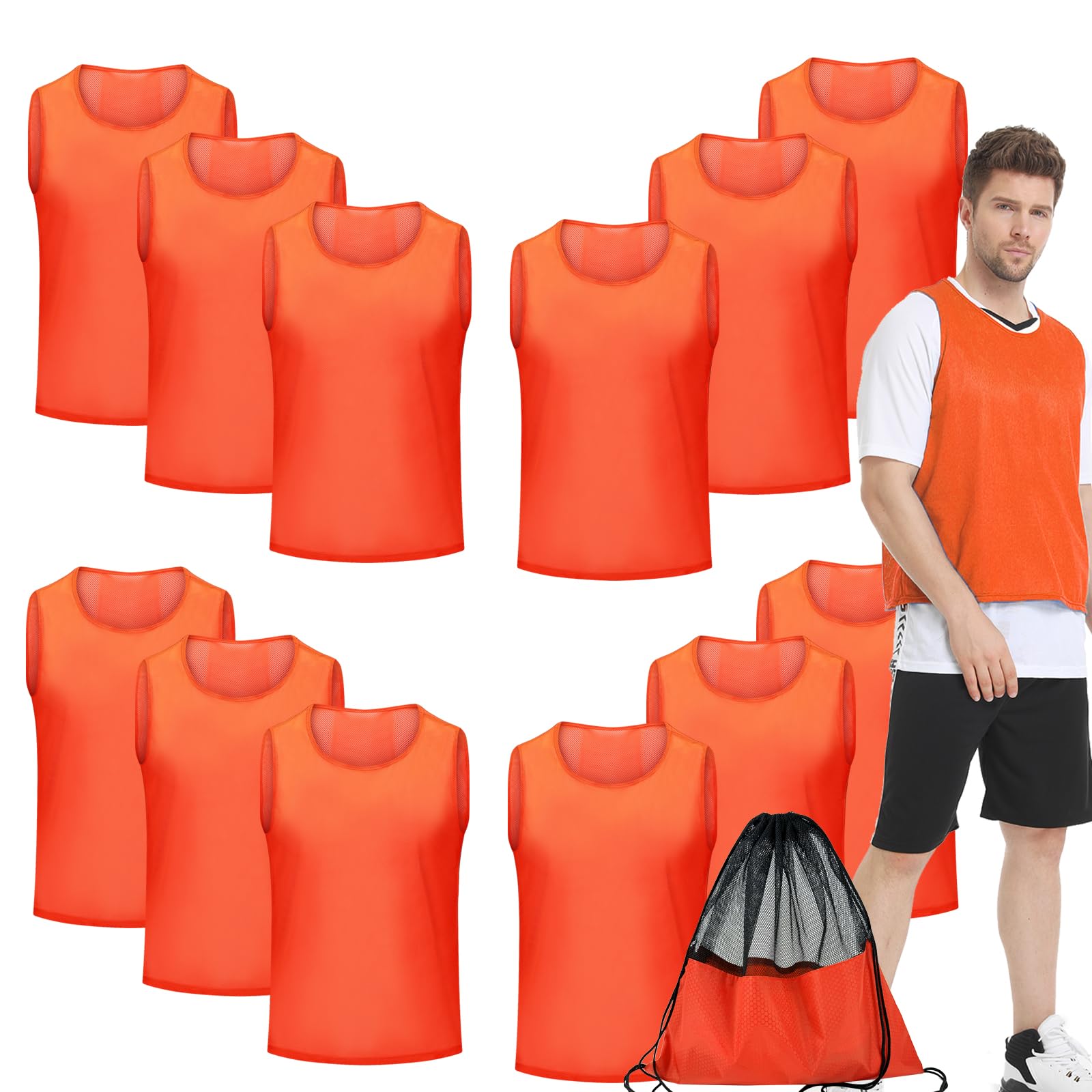 12/24/48Pcs Soccer Pinnies Youth, Scrimmage Team Practice Vests