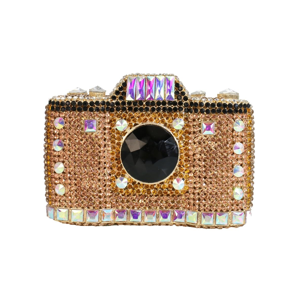 UMREN Novelty Crystal Camera Shaped Clutch Purse for Women Sparkly Rhinestones Evening Clutch Bag Glitter Bridal Prom Handbag