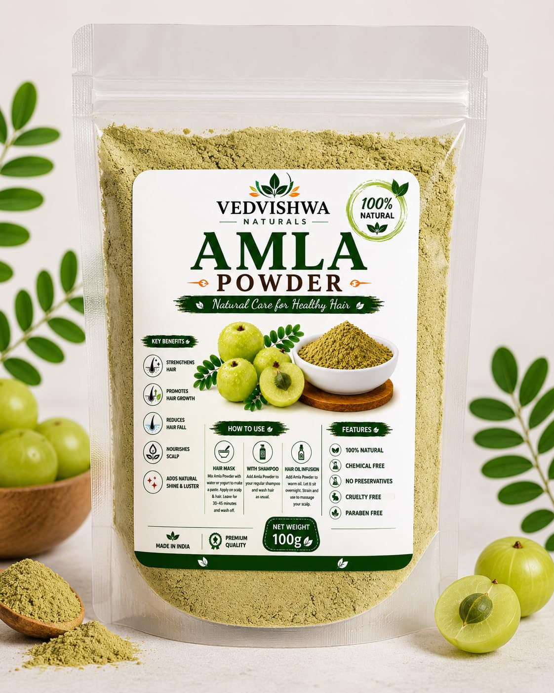 Amla Powder 100g | Herbal Hair Care & Scalp Nourishment | Natural Ayurvedic Powder for Hair Mask | Pure Indian Gooseberry-image-23