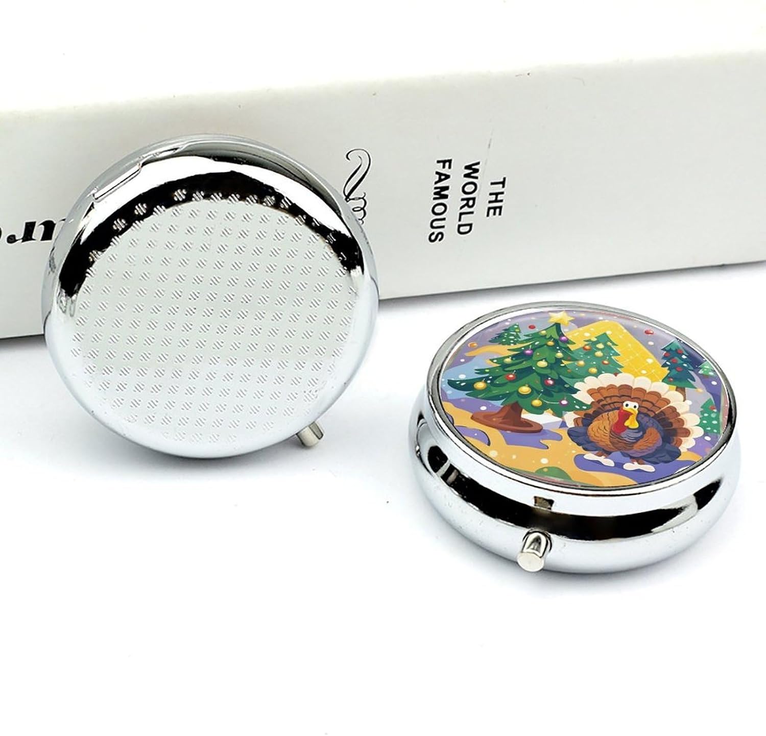 Round Pill Box, 3 Compartment Small Pill Case for Pocket Purse image 5