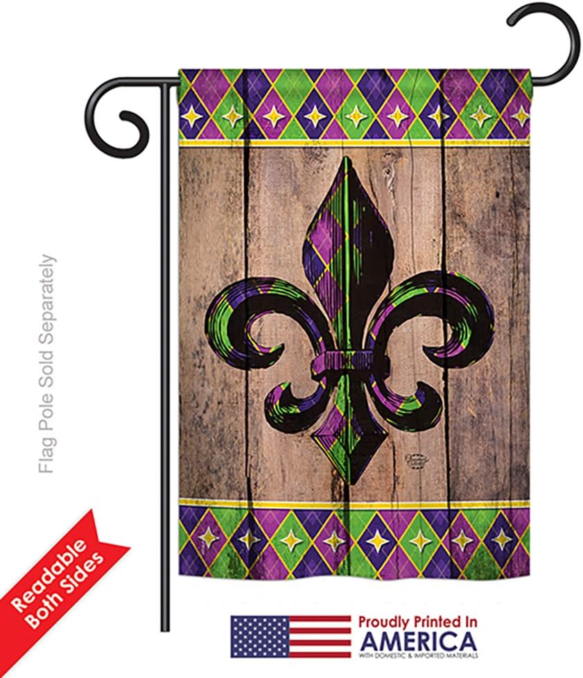 Fleur De Lys Garden House Flags Set Country Living Vintage Flower Lily Lis French Party Mardi Small Decorative Gift Yard Banner Double-Sided Made In USA 28 X 40