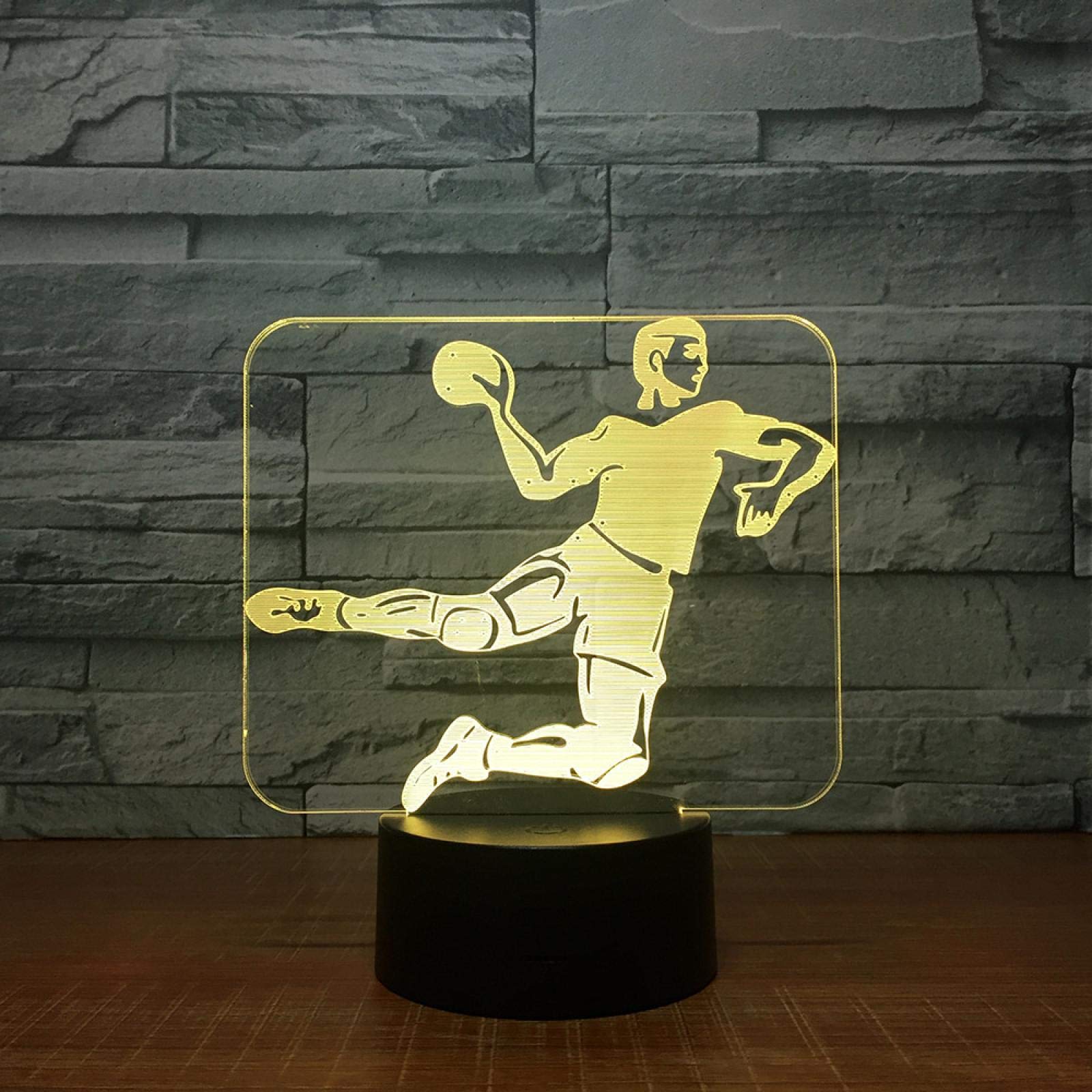 Lampe Ballon Handball Personnalisable - 16 Couleurs, Nom/Message Gravé - Veilleuse 3D Fabriquée En France